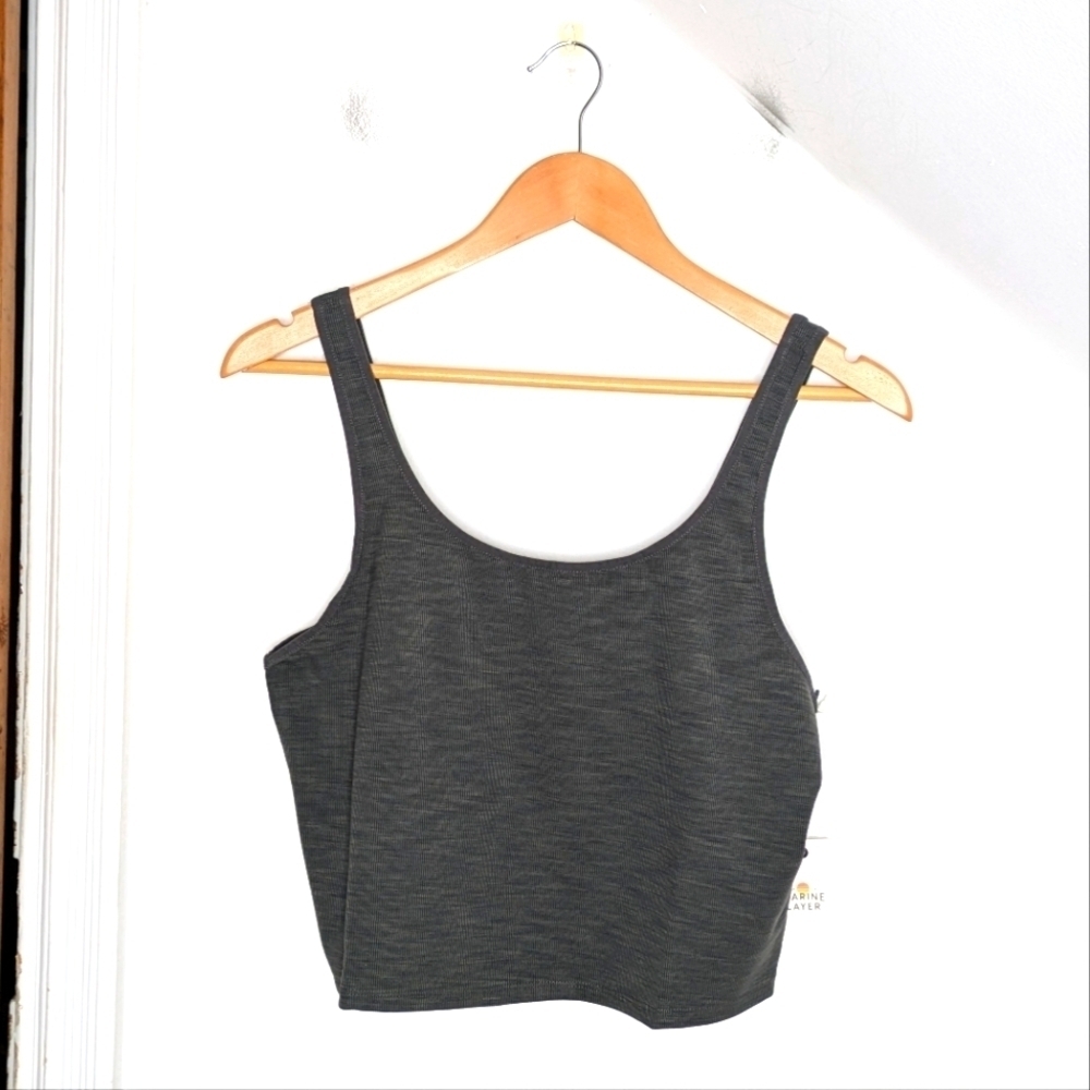 MARINE LAYER Asphalt Gray Studio Longline Cropped Tank Top NEW Size XL